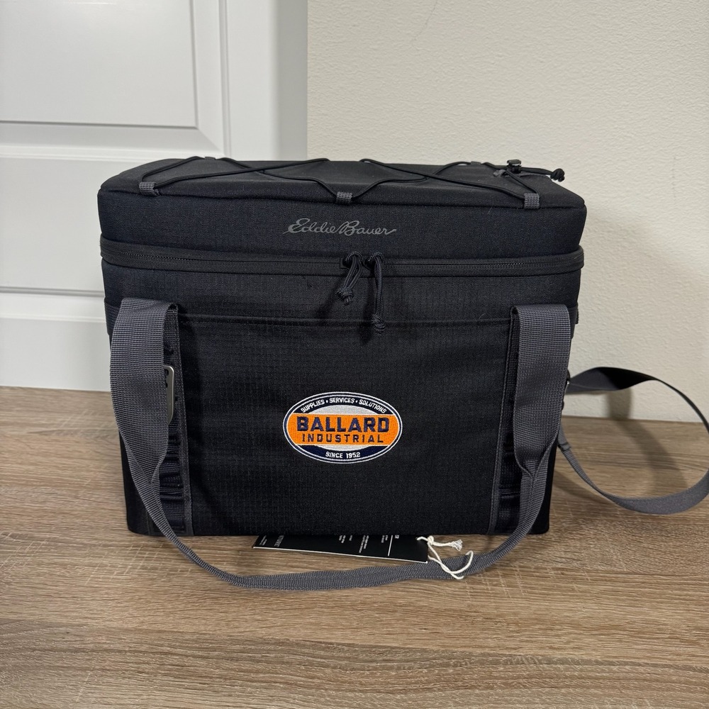 Eddie Bauer Max Cool 24-Can Cooler Black Ballard Industrial Soft Side Bag EB800